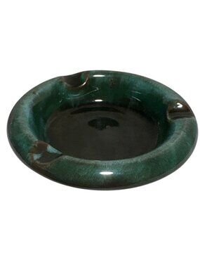 Blue Mountain Pottery Ashtray Green Drip Glaze 3 Rests 3.75" Round Vtg Canada